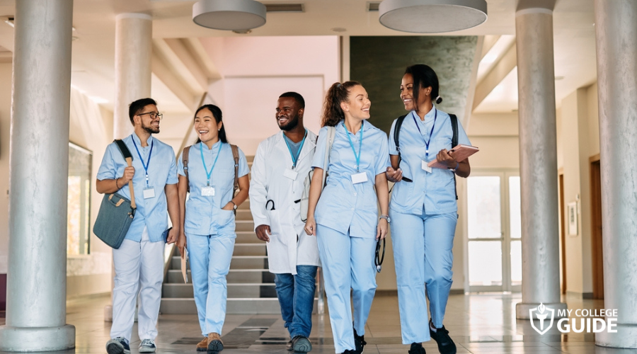 Students and doctors in medical healthcare field.